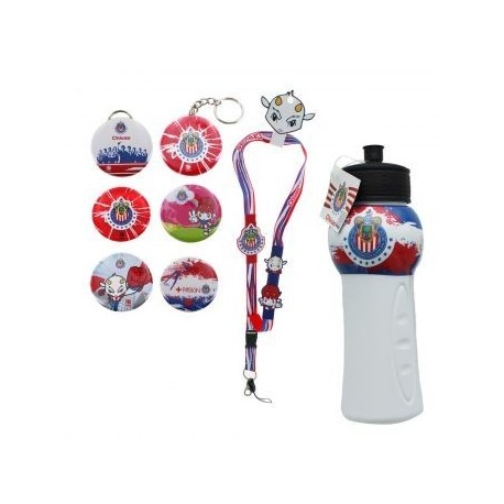 kit de Souvenirs Oficiales Chivas: 1 Listón a cuello + 1 Kit de Fotobotones (6 piezas) + 1 Chivalindro - Envío Gratuito