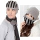 Mujer Hombre botones de punto de ganchillo Beanie Ski Negro Lana Knight gorra Máscara Headwear Warm gris - Envío Gratuito