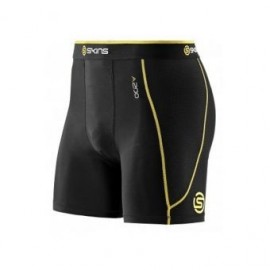 Shorts de compresión SKINS A200 Grande-Negro con Amarillo - Envío Gratuito