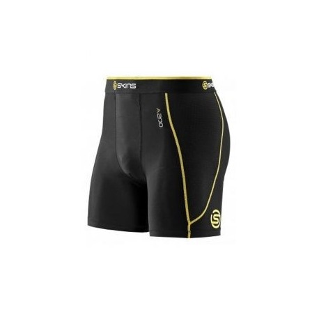 Shorts de compresión SKINS A200 Grande-Negro con Amarillo - Envío Gratuito